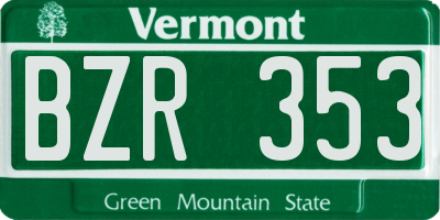 VT license plate BZR353