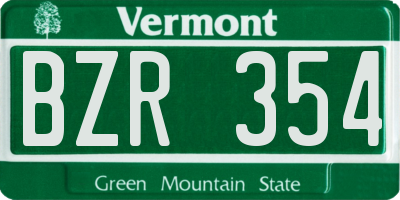 VT license plate BZR354