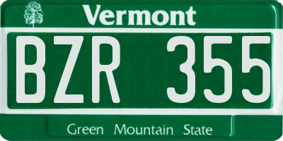 VT license plate BZR355