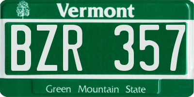 VT license plate BZR357