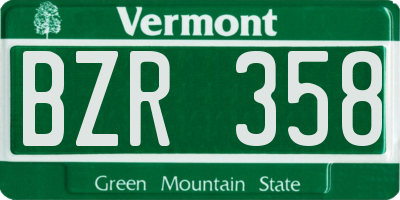 VT license plate BZR358