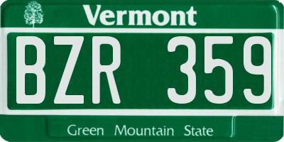 VT license plate BZR359