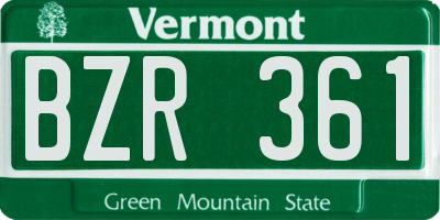 VT license plate BZR361