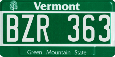 VT license plate BZR363