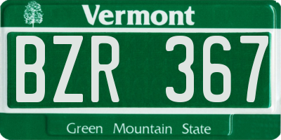 VT license plate BZR367