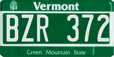 VT license plate BZR372