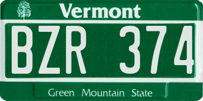 VT license plate BZR374