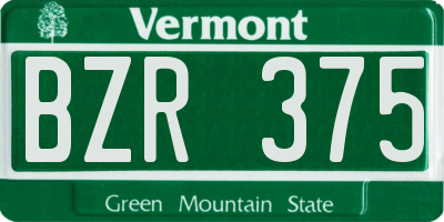 VT license plate BZR375