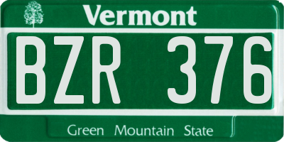 VT license plate BZR376