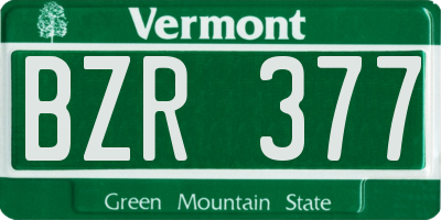VT license plate BZR377