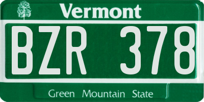 VT license plate BZR378