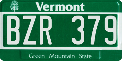 VT license plate BZR379