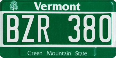 VT license plate BZR380