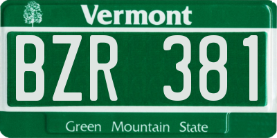 VT license plate BZR381