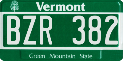 VT license plate BZR382