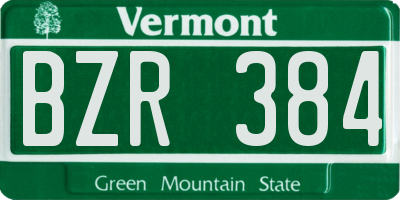 VT license plate BZR384