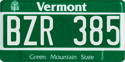 VT license plate BZR385