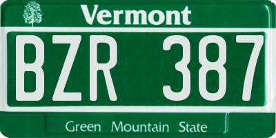 VT license plate BZR387