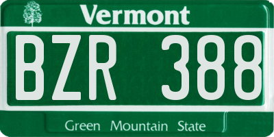 VT license plate BZR388