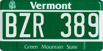 VT license plate BZR389