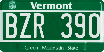 VT license plate BZR390
