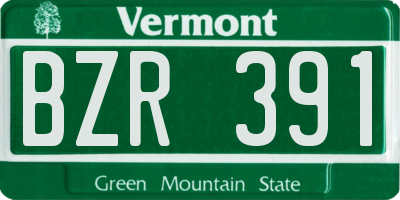 VT license plate BZR391