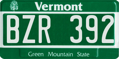 VT license plate BZR392