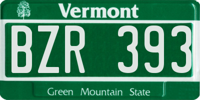 VT license plate BZR393