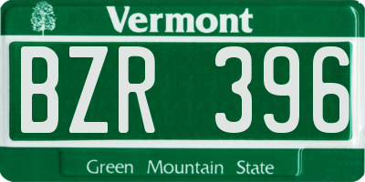 VT license plate BZR396