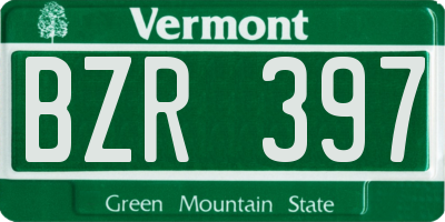 VT license plate BZR397