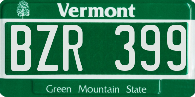 VT license plate BZR399