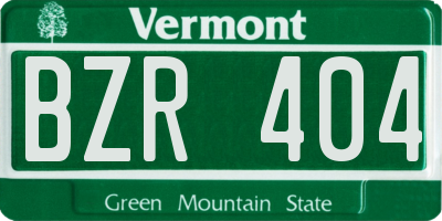 VT license plate BZR404