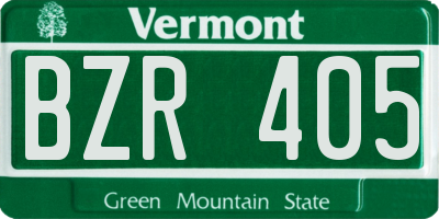 VT license plate BZR405