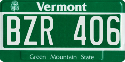 VT license plate BZR406