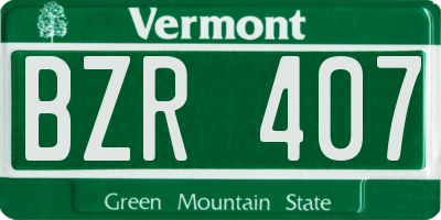 VT license plate BZR407