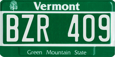 VT license plate BZR409