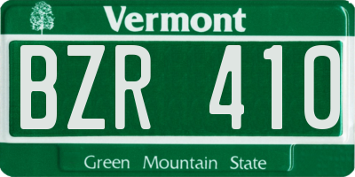 VT license plate BZR410