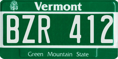 VT license plate BZR412
