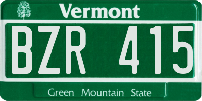 VT license plate BZR415