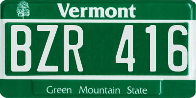 VT license plate BZR416
