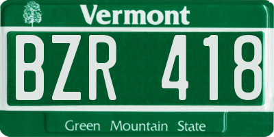 VT license plate BZR418
