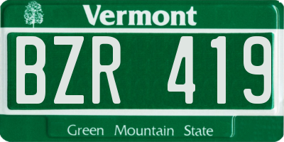 VT license plate BZR419