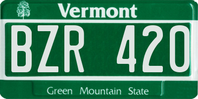 VT license plate BZR420