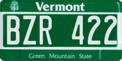 VT license plate BZR422