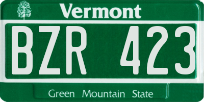 VT license plate BZR423