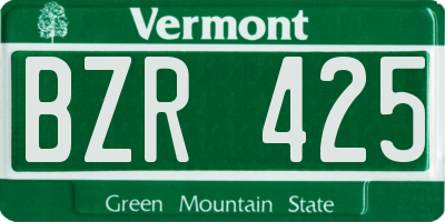 VT license plate BZR425