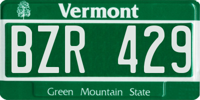 VT license plate BZR429