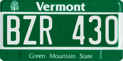 VT license plate BZR430