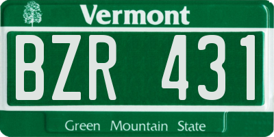 VT license plate BZR431