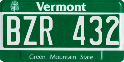 VT license plate BZR432